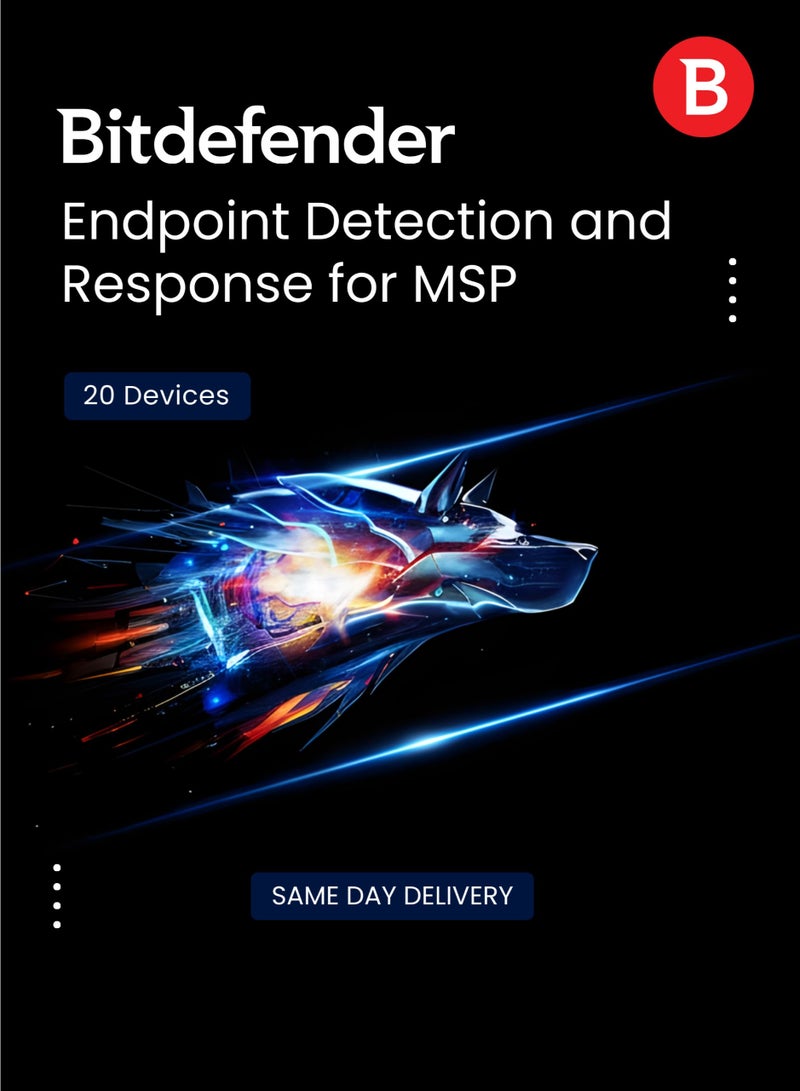 Bitdefender Endpoint Detection and Response for MSP 20 Devices for 1 Year | Digital License | SAME DAY DELIVERY